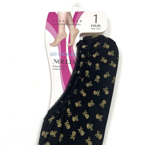 Socks - No Show - Shoe Liner - Footies - Skull & Crossbones - NWT - Picture 2 of 5